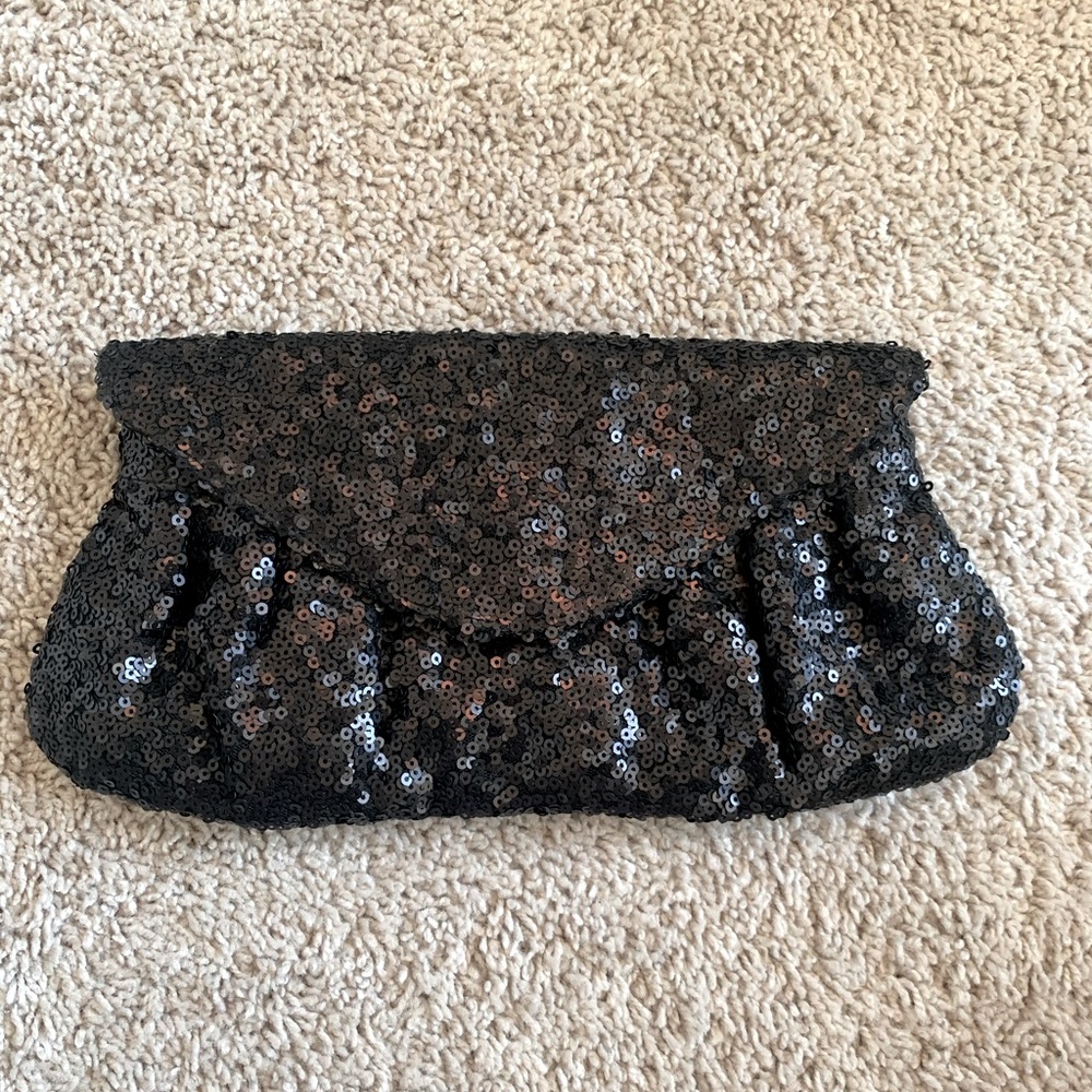 Black sequined clutch